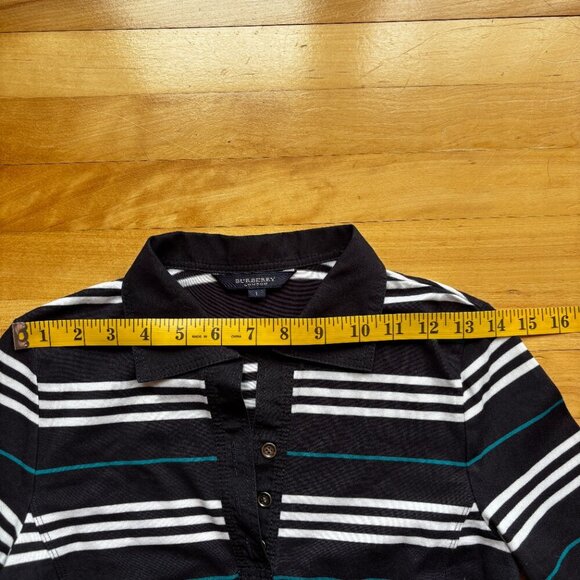 Burberry London Women's Striped Collared Long Sleeve Top - US S - Picture 2 of 14